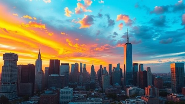 City skyline at sunset reflecting the dynamic real estate market in Macon Georgia.