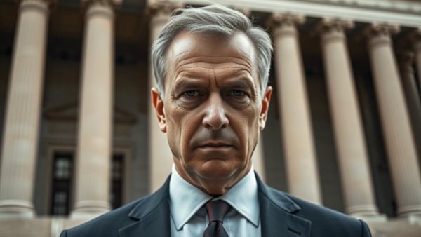 Man in suit with structural building backdrop, focusing on Donald Trump Kennedy Family Controversy.