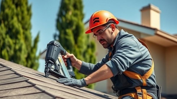 Worker demonstrating how to make roofs more robust by repairing.