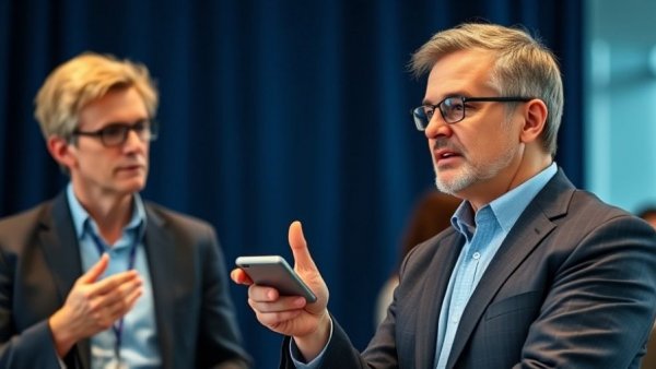 Professional discusses AI impacts on workforce training in conference setting.