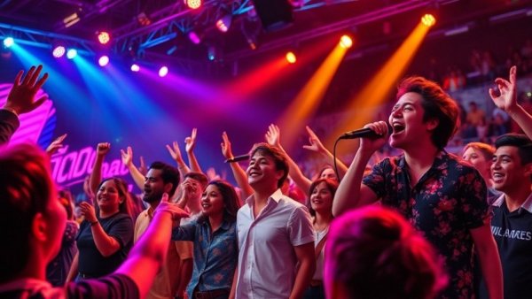 Audience behavior at Broadway shows with dynamic performers on stage.