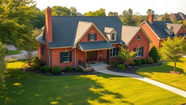 Charming brick house in Macon GA's real estate market, sunny afternoon.