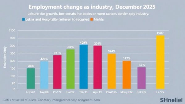 Employment changes by industry bar chart December 2025, mortgage rates influence.