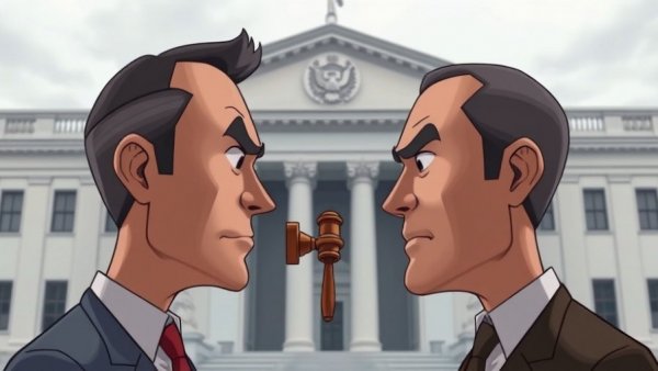 Cartoon illustration of Federal Reserve investigation with two animated figures.