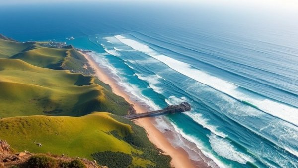 New Zealand luxury travel: stunning coastline with lush hills and ocean.