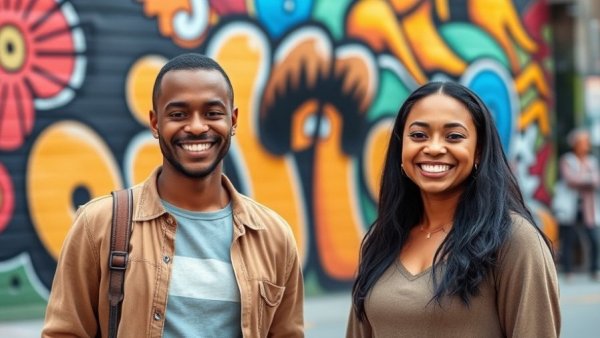 Two people in front of a vibrant mural, AI cloud startup Runpod.