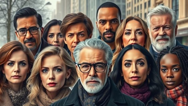 Collage of diverse celebrities with snowy backdrop, reflecting public opinion