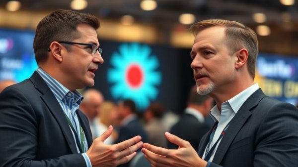 Business professional speaking at TechCrunch Disrupt conference.