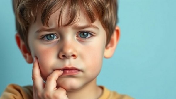 Child holding cheek, illustrating discomfort potentially related to pulpotomy for children.