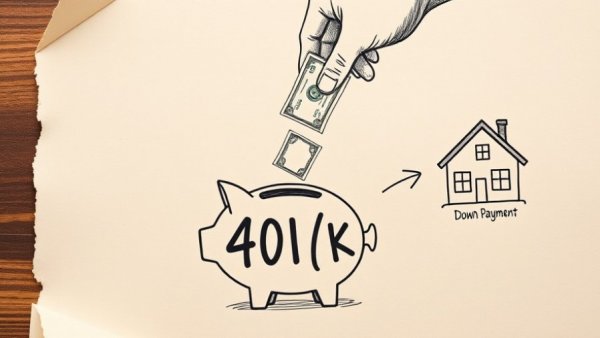 Illustration showing tapping a 401(k) for homeownership concept.