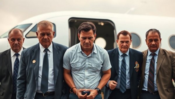 Law enforcement escorting detainee from aircraft, Ryan Wedding Arrests scene.