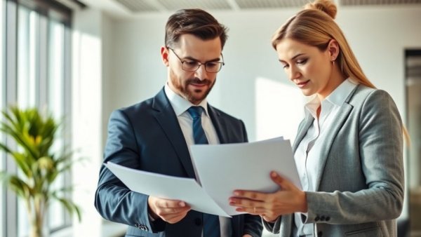 Professional real estate agent explaining documents to client in Macon, Georgia.