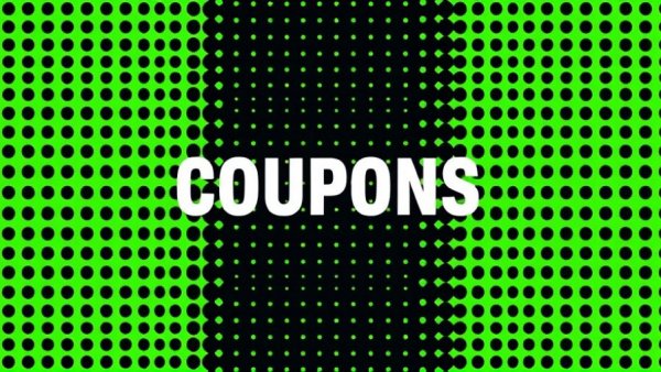 Coupons text on green dotted background, abstract design related to TopResume Free Resume Review.