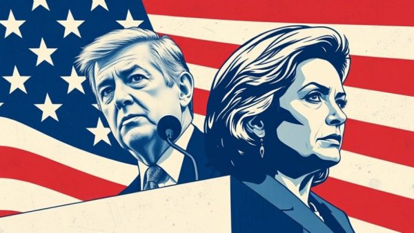 Collage illustration of political figures in election setting, Tina Peters election denial theme.