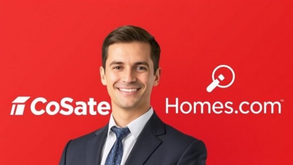 Corporate theme with CoStar and Homes.com logos and professional male.