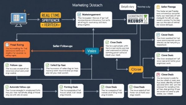Real estate follow-up strategies flowchart with pathways and techniques.