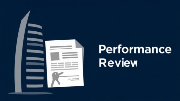 Modern real estate graphic with skyscraper and keys.