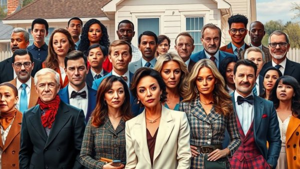 Celebrity news collage featuring various individuals with vibrant expressions.