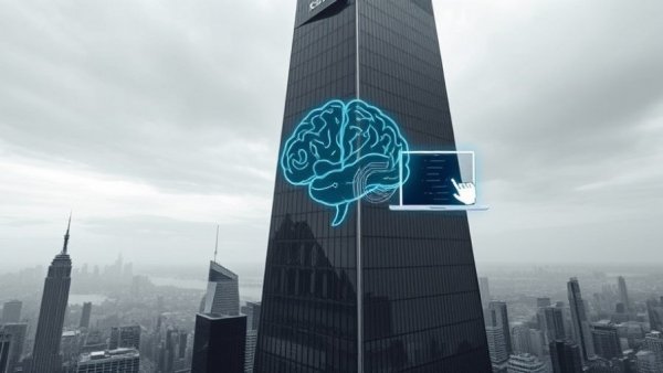 Lofty AOS real estate concept with digital brain and technology elements.