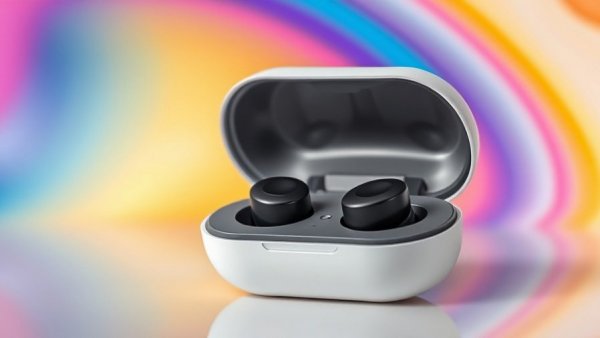 Sleek wireless earbuds in white case, colorful background, Best Wireless Earbuds 2026.