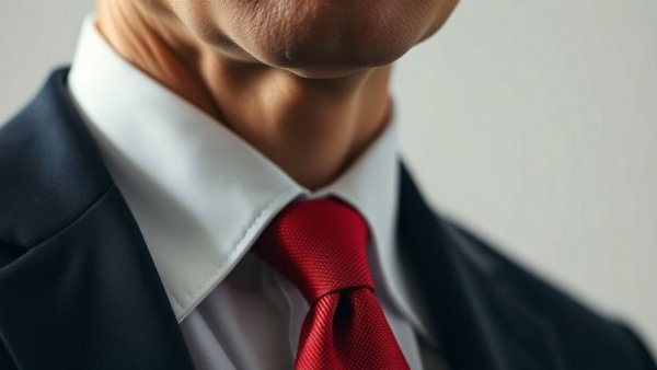 Close-up of a formal suit and red tie, antitrust talk homebuilders.