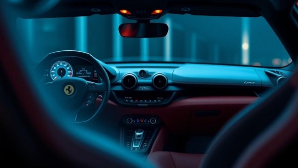 Sleek Ferrari Luce electric vehicle interior with dashboard