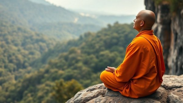 Monk meditating in nature, showcasing meditation's impact on brain activity