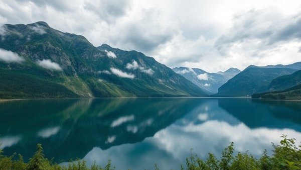 Central Otago tranquil lake landscape with mountains and sky reflections.