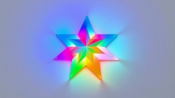 Colorful gradient star shape on a white background.