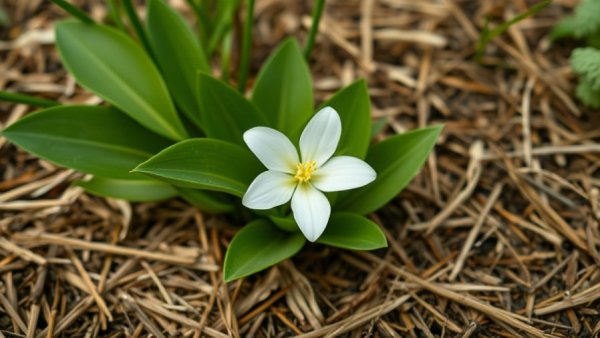 Close-up of a white flower in sustainable garden setting