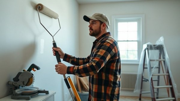 Man painting wall during renovation to keep disruption minimal.