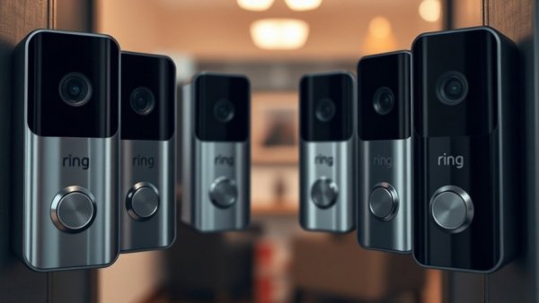 Modern Ring video doorbells on display, hack Ring cameras context.