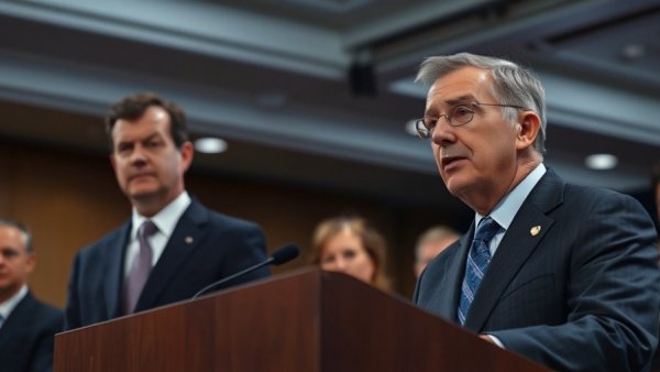 Politician discussing Trump new tariffs impact on homebuyers at podium.