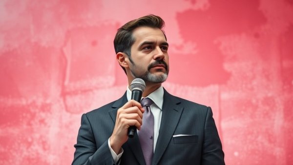 Person in formal suit with abstract background discussing AI energy consumption.