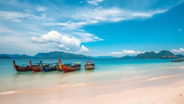 Long-tail boats on Ko Lipe beach, highlighting overdevelopment issues.