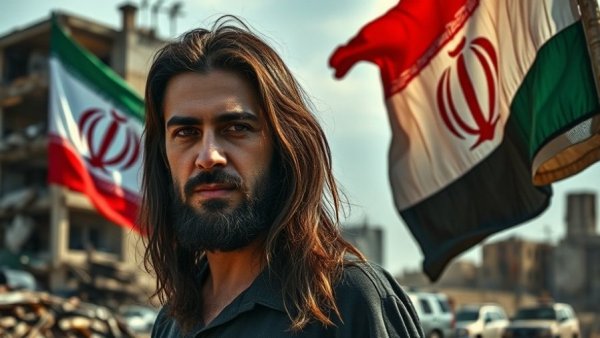 Sam Asghari applauds U.S. military action with Iranian flag background.