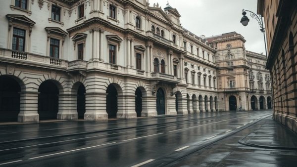 Hotel Gotham Newcastle Review. Historic building with classical architecture in the rain.