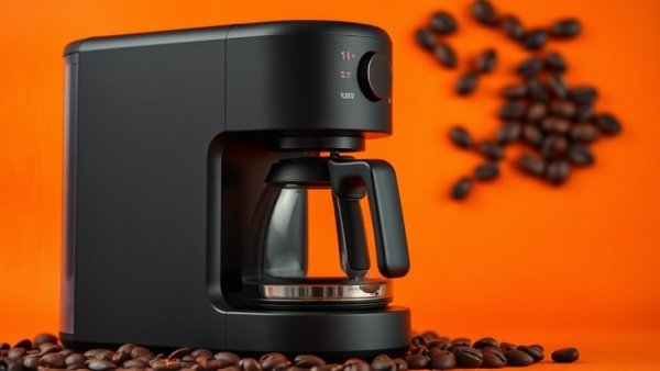 Sleek Ratio Four Coffee Maker with vibrant background and coffee beans