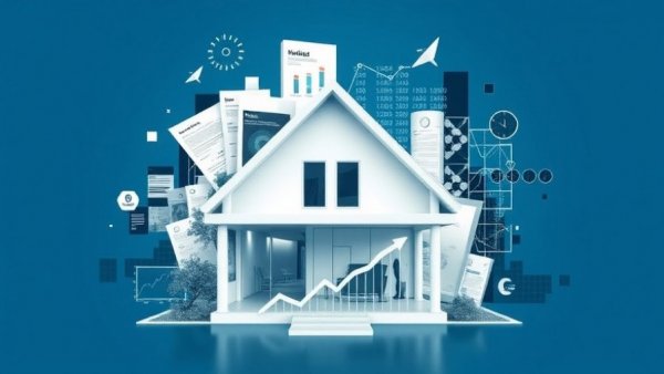 Modern house with financial documents and graph symbolizing non-QM securitization.