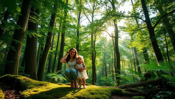 Mother and child enjoying a forest walk, symbolizing luxury travel gifts for Mother’s Day 2026.