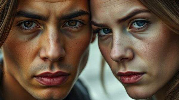 Celebrity news highlight: serious expressions in close-up portrait