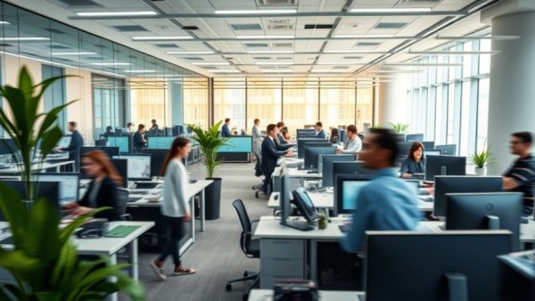 Modern office with dynamic staff and best office security systems.