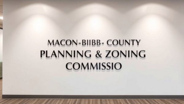 Macon-Bibb County Planning & Zoning Commission sign on a wall
