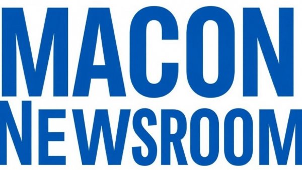 The Macon Newsroom logo in blue and black text, local news branding.