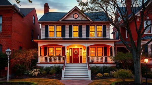 Charming suburban house in evening light, Macon Georgia real estate