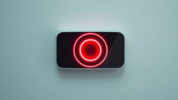 Futuristic air quality monitor with digital display.