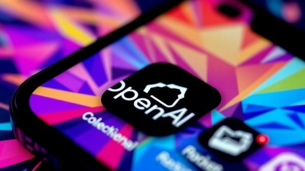 Smartphone showing OpenAI logo with vibrant background.