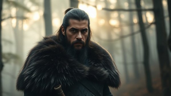 Crimson Desert Cat Dad Simulator: warrior in misty forest.