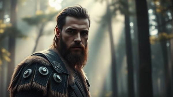 Rugged warrior in misty forest setting from Crimson Desert