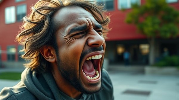 Intense emotion in outdoor scene reflecting broligarchy influence on technology and society.